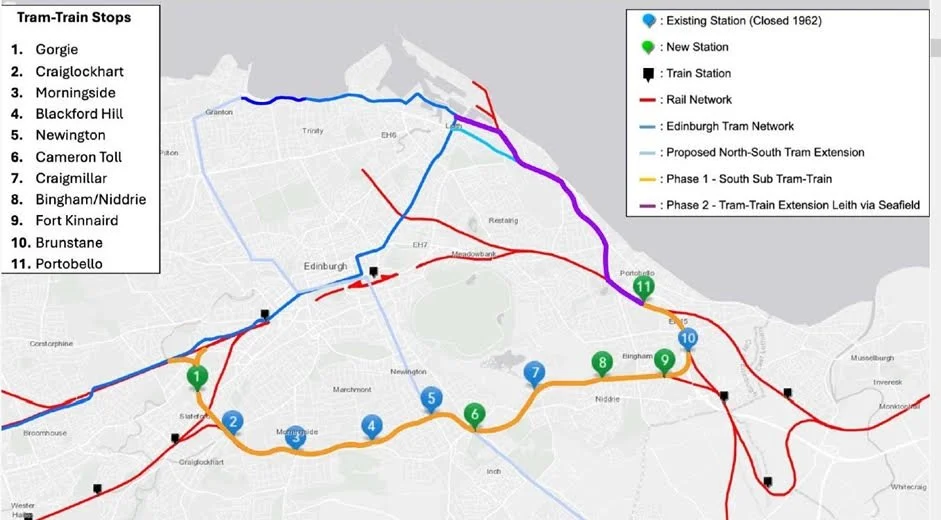 Proposed tram-train route overview